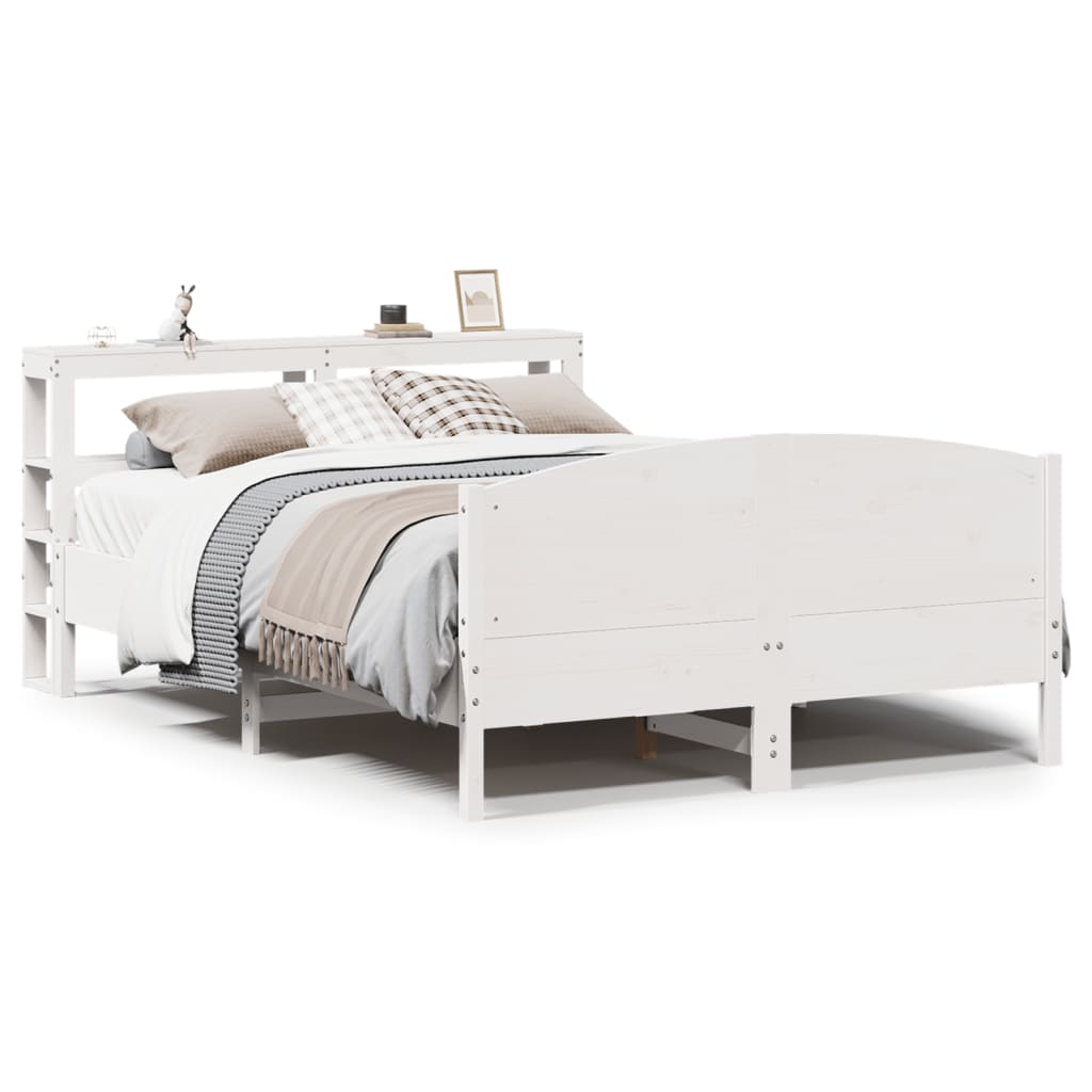 Bed Frame without Mattress White 120x200 cm Solid Wood Pine