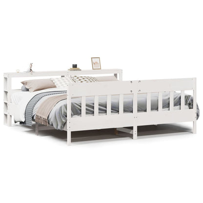 Bed Frame without Mattress White 200x200 cm Solid Wood Pine