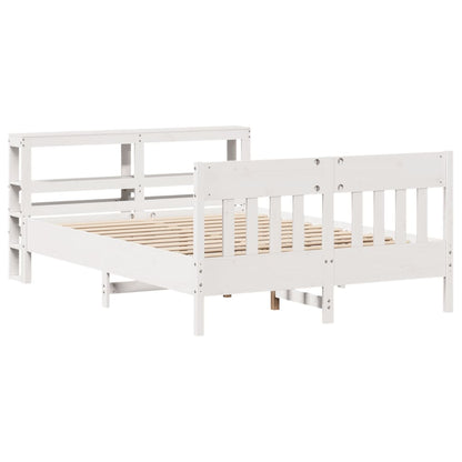 Bed Frame without Mattress White 150x200 cm King Size Solid Wood Pine