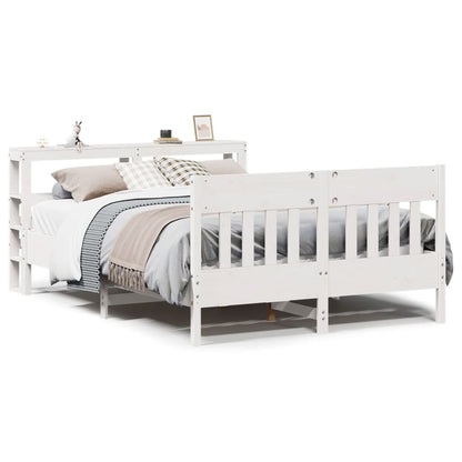 Bed Frame without Mattress White 140x190 cm Solid Wood Pine