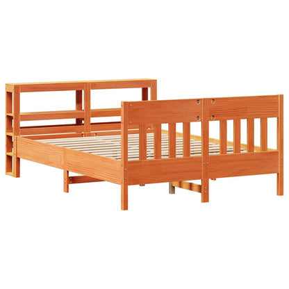 Bed Frame without Mattress Wax Brown 140x190 cm Solid Wood Pine