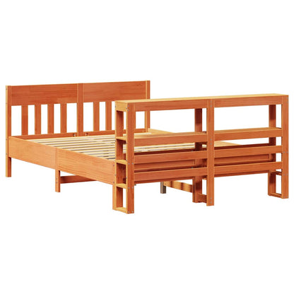 Bed Frame without Mattress Wax Brown 140x190 cm Solid Wood Pine
