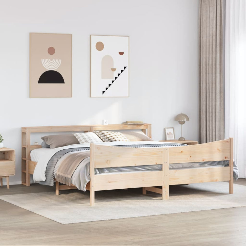 Bed Frame with Headboard 180x200 cm Super King Solid Wood Pine