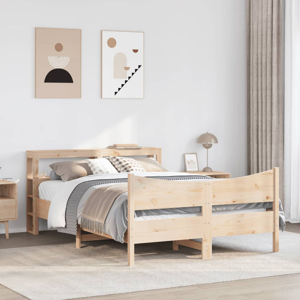 Bed Frame with Headboard 150x200 cm King Size Solid Wood Pine