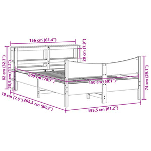 Bed Frame with Headboard 150x200 cm King Size Solid Wood Pine