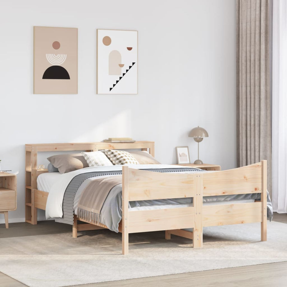 Bed Frame with Headboard 140x200 cm Solid Wood Pine