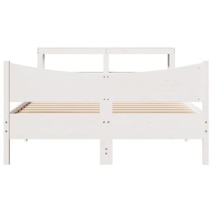 Bed Frame with Headboard White 140x200 cm Solid Wood Pine