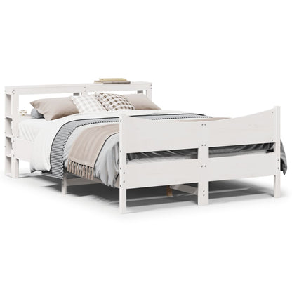 Bed Frame with Headboard White 140x200 cm Solid Wood Pine