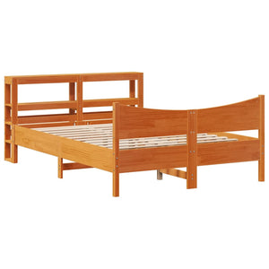 Bed Frame with Headboard Wax Brown 120x200 cm Solid Wood Pine