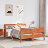 Bed Frame with Headboard Wax Brown 120x200 cm Solid Wood Pine