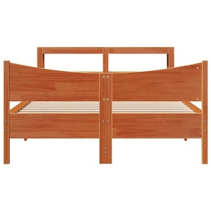 Bed Frame with Headboard Wax Brown 120x200 cm Solid Wood Pine