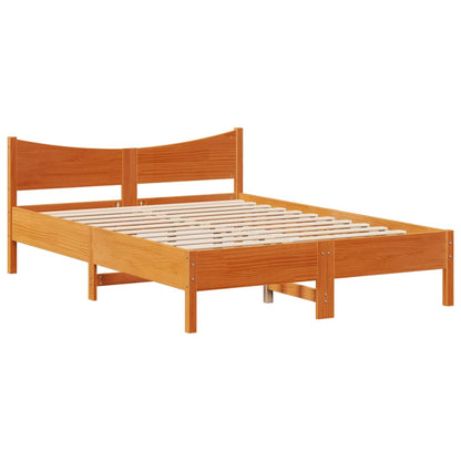Bed Frame with Headboard Wax Brown 120x200 cm Solid Wood Pine