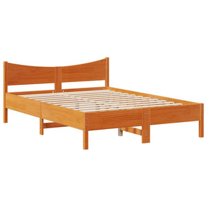 Bed Frame with Headboard Wax Brown 120x200 cm Solid Wood Pine