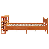 Bed Frame with Headboard Wax Brown 120x200 cm Solid Wood Pine