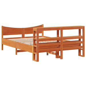 Bed Frame with Headboard Wax Brown 120x200 cm Solid Wood Pine