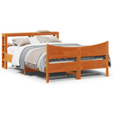 Bed Frame with Headboard Wax Brown 120x200 cm Solid Wood Pine