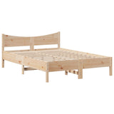 Bed Frame with Headboard 140x190 cm Solid Wood Pine