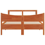 Bed Frame with Headboard Wax Brown 135x190 cm Double Solid Wood Pine