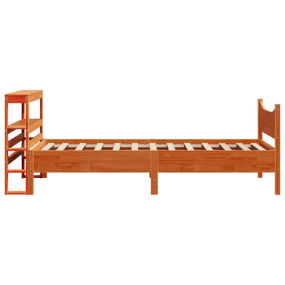 Bed Frame with Headboard Wax Brown 75x190 cm Small Single Solid Wood Pine