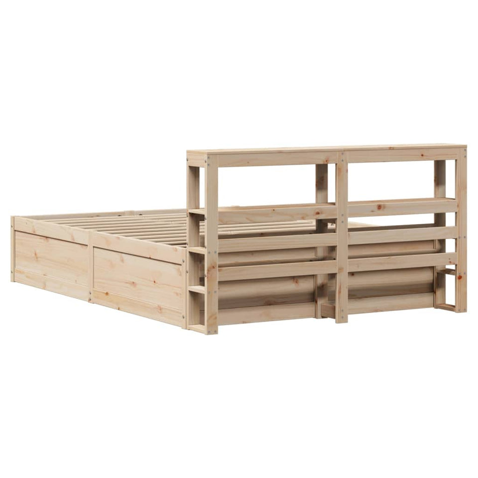 Bed Frame with Headboard 160x200 cm Solid Wood Pine