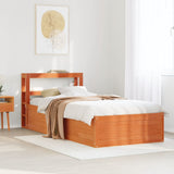 Bed Frame with Headboard Wax Brown 100x200 cm Solid Wood Pine