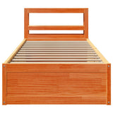 Bed Frame with Headboard Wax Brown 100x200 cm Solid Wood Pine