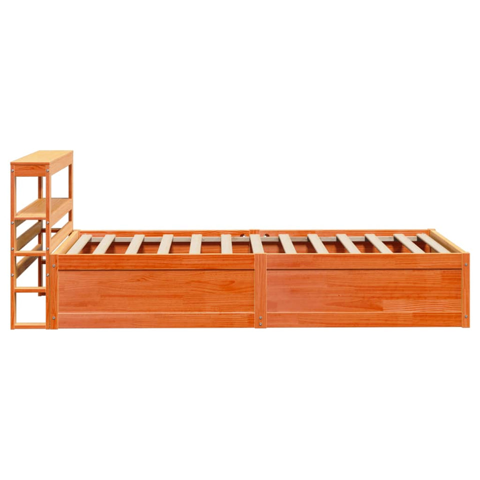 Bed Frame with Headboard Wax Brown 100x200 cm Solid Wood Pine