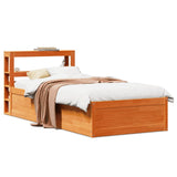 Bed Frame with Headboard Wax Brown 100x200 cm Solid Wood Pine