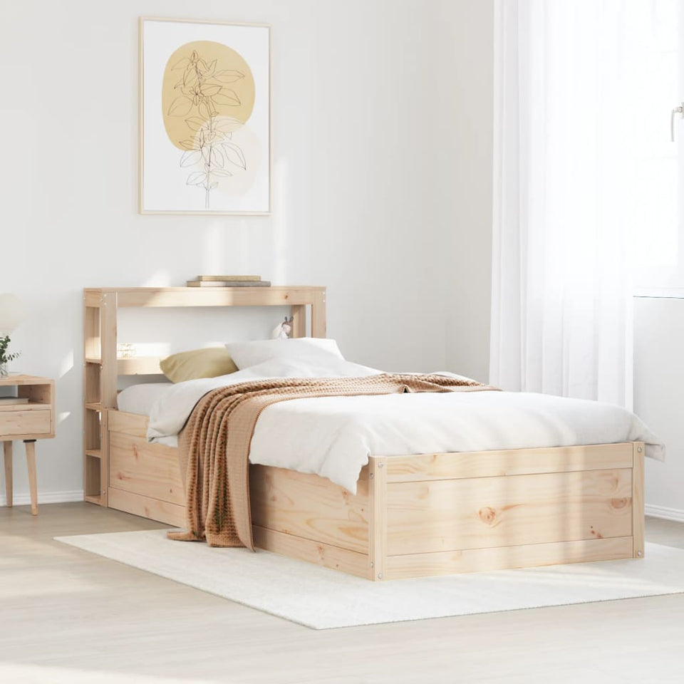 Bed Frame with Headboard 90x200 cm Solid Wood Pine