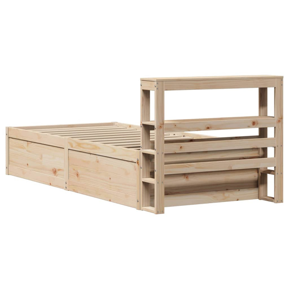 Bed Frame with Headboard 90x200 cm Solid Wood Pine