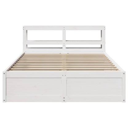 Bed Frame with Headboard White 140x190 cm Solid Wood Pine