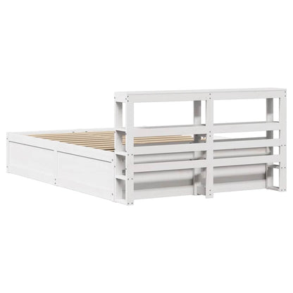 Bed Frame with Headboard White 140x190 cm Solid Wood Pine