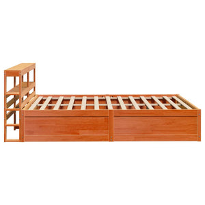 Bed Frame with Headboard Wax Brown 140x190 cm Solid Wood Pine