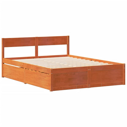 Bed Frame without Mattress Wax Brown 160x200 cm Solid Wood Pine