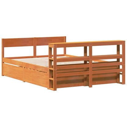 Bed Frame without Mattress Wax Brown 160x200 cm Solid Wood Pine