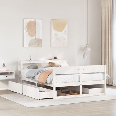Bed Frame without Mattress White 140x200 cm Solid Wood Pine