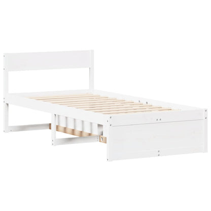 Bed Frame without Mattress White 75x190 cm Small Single Solid Wood Pine