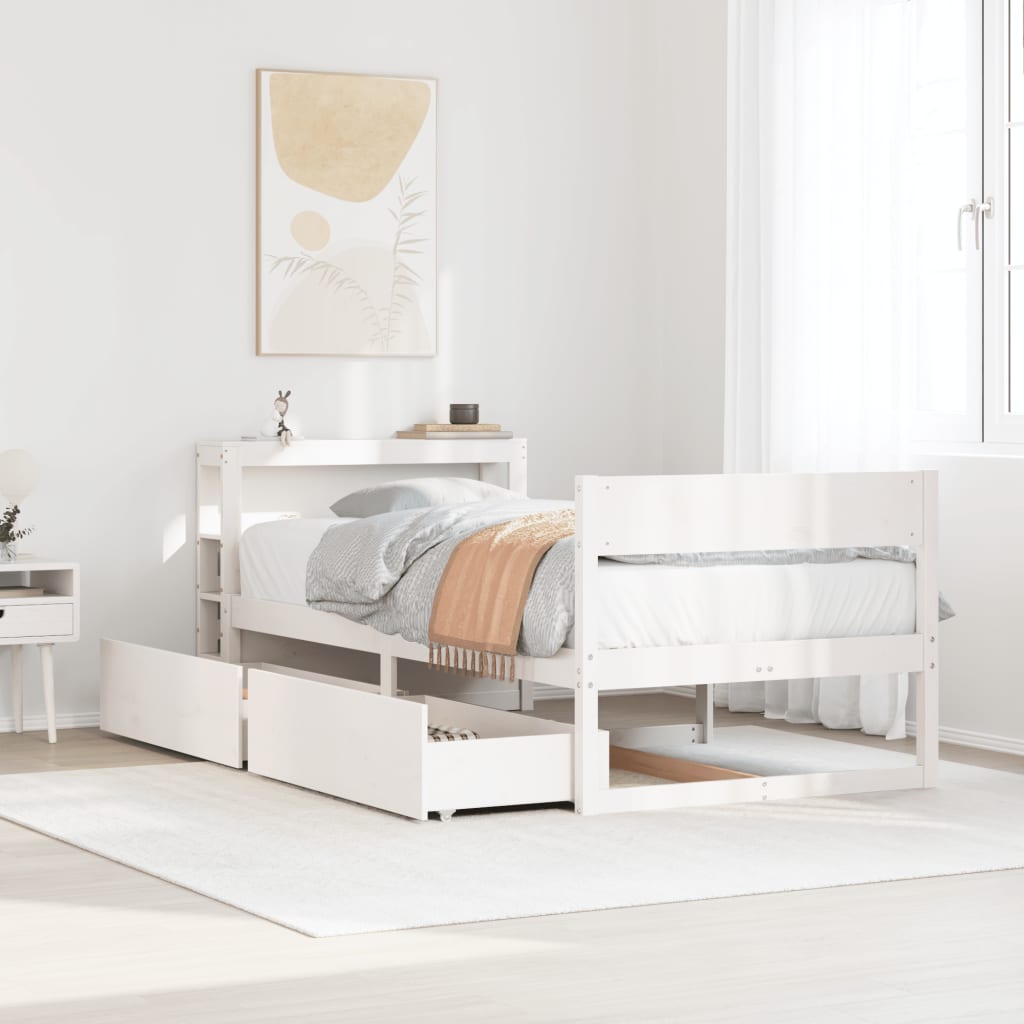 Bed Frame without Mattress White 75x190 cm Small Single Solid Wood Pine