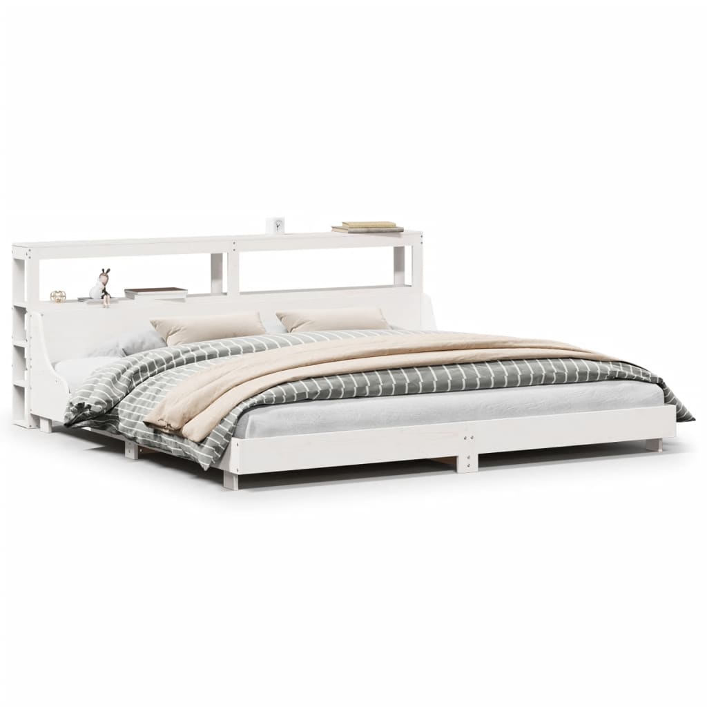 Bed Frame without Mattress White 180x200 cm Super King Solid Wood Pine