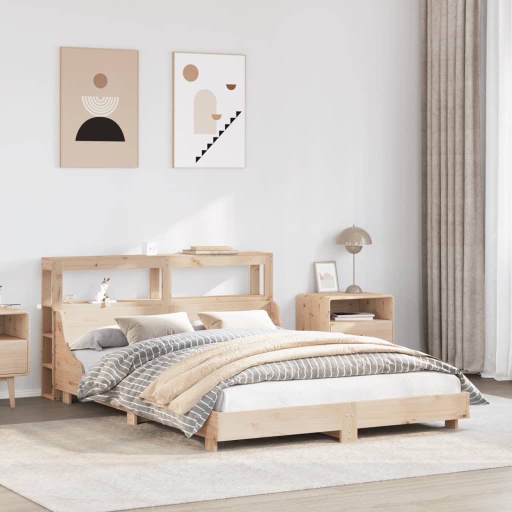 Bed Frame without Mattress 150x200 cm King Size Solid Wood Pine