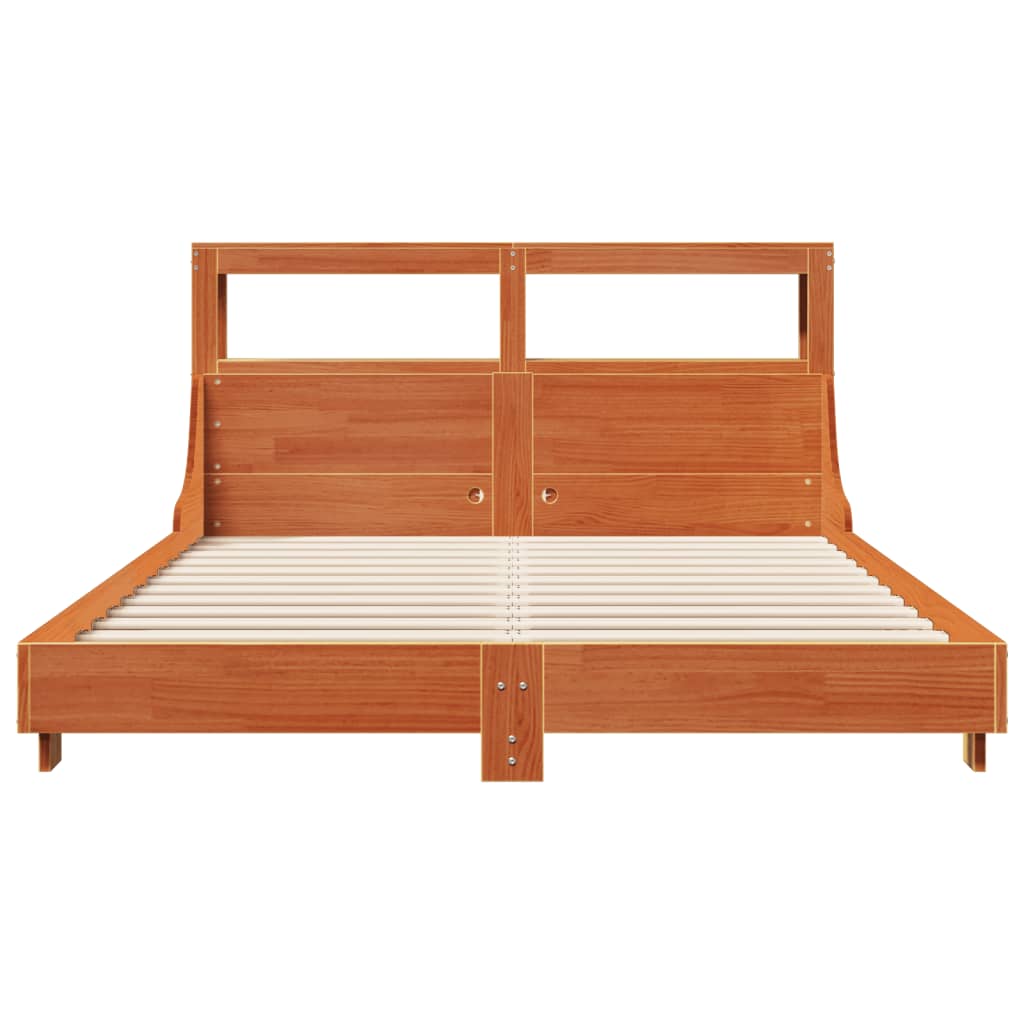 Bed Frame without Mattress Wax Brown 150x200 cm King Size Solid Wood Pine