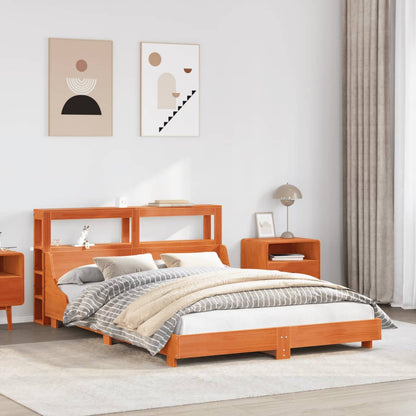 Bed Frame without Mattress Wax Brown 150x200 cm King Size Solid Wood Pine