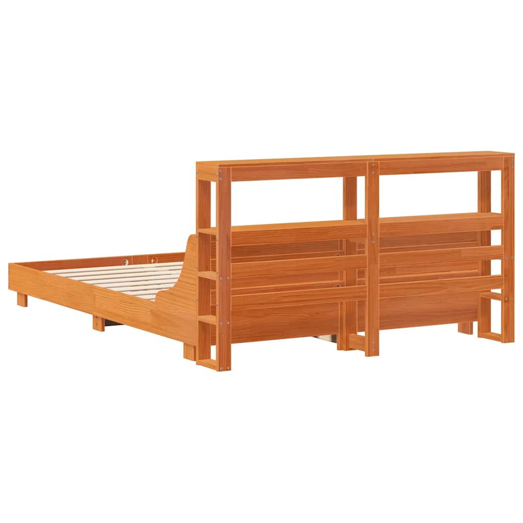 Bed Frame without Mattress Wax Brown 140x190 cm Solid Wood Pine