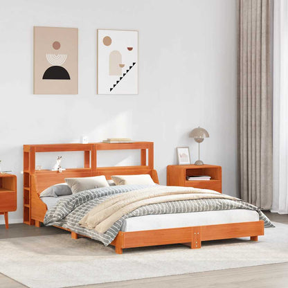 Bed Frame without Mattress Wax Brown 140x190 cm Solid Wood Pine