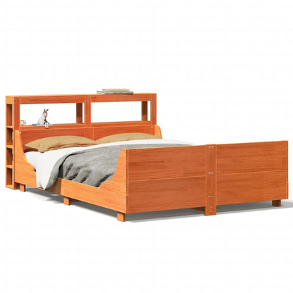 Bed Frame without Mattress Wax Brown 160x200 cm Solid Wood Pine