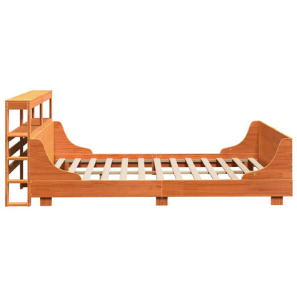Bed Frame without Mattress Wax Brown 160x200 cm Solid Wood Pine