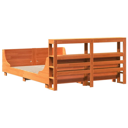 Bed Frame without Mattress Wax Brown 140x190 cm Solid Wood Pine