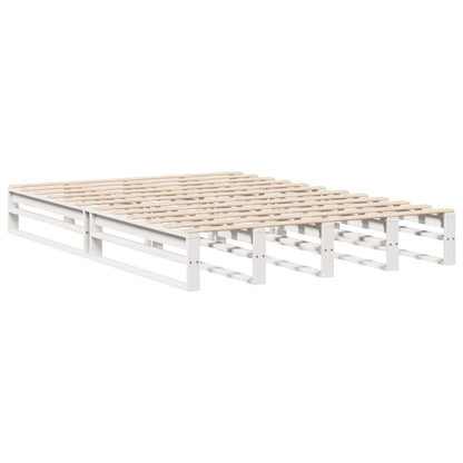 Bed Frame without Mattress White 150x200 cm King Size Solid Wood Pine