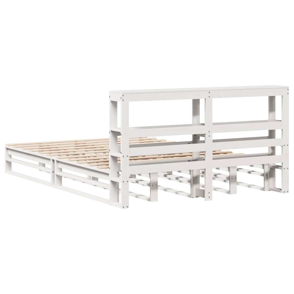 Bed Frame without Mattress White 150x200 cm King Size Solid Wood Pine