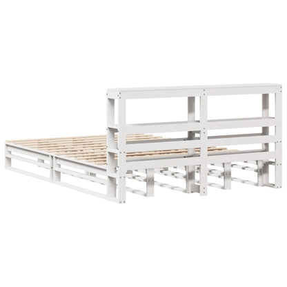 Bed Frame without Mattress White 150x200 cm King Size Solid Wood Pine